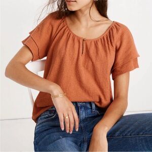 Madewell Texture & Thread Orange Gauzy Top Size XS